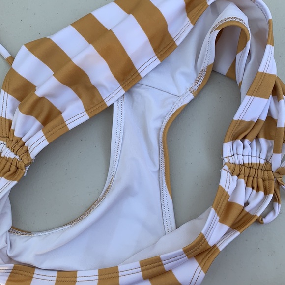 White/Gold Striped Hipster Bikini - Picture 8 of 8